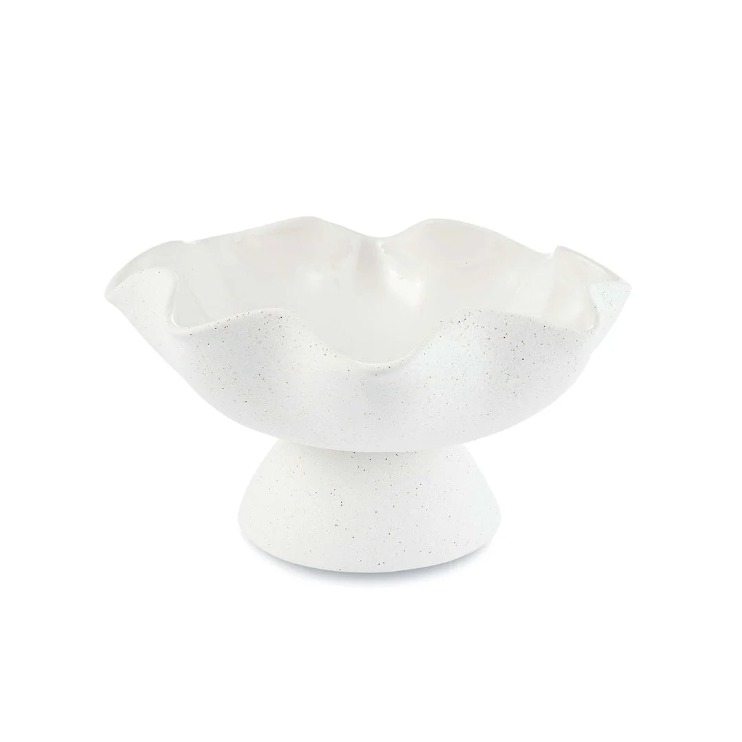 Pedestal Bowl - White Ripple