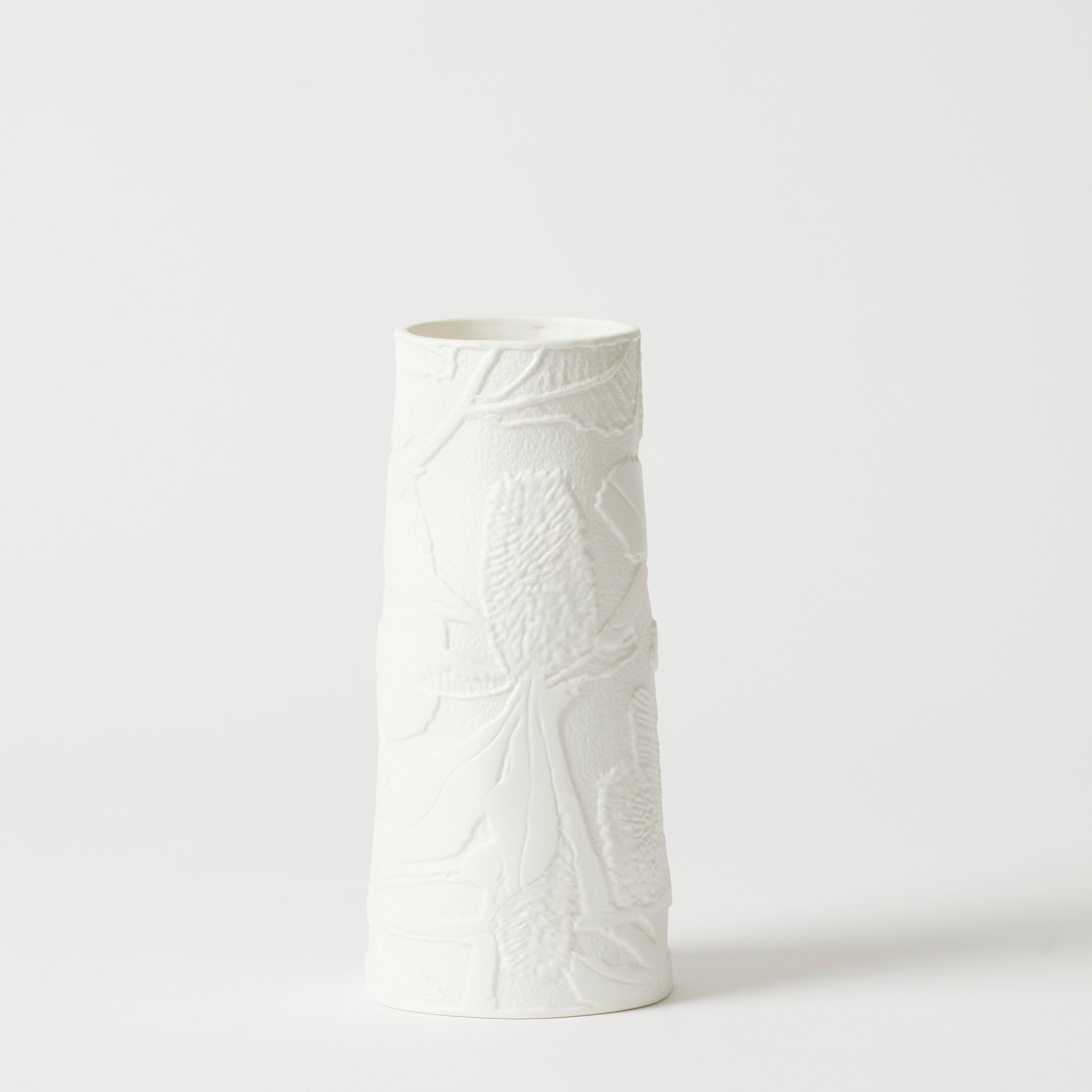Banksia Vase White Embossed Porcelain