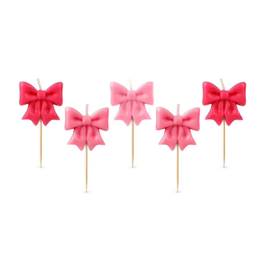 Party Birthday Candles - 5pcs Set Pink Bows