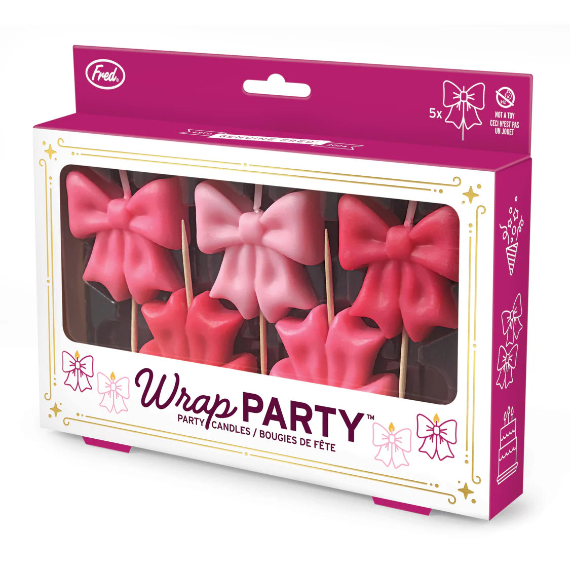 Party Birthday Candles - 5pcs Set Pink Bows