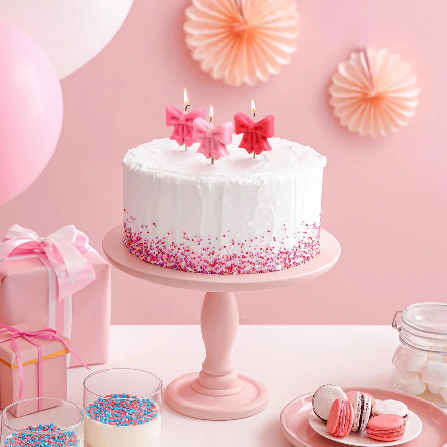 Party Birthday Candles - 5pcs Set Pink Bows