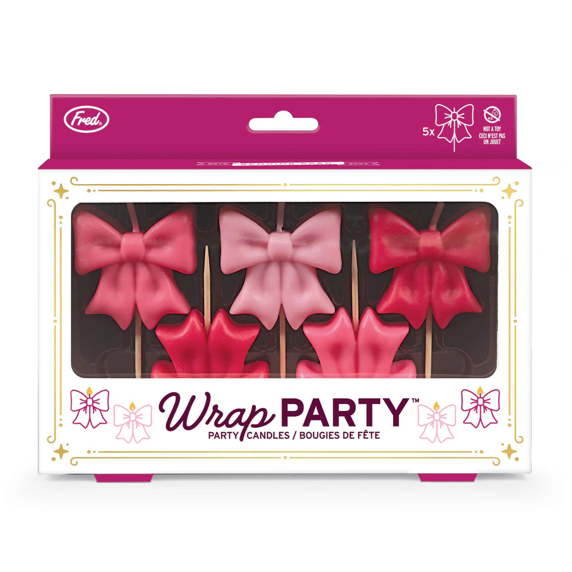 Party Birthday Candles - 5pcs Set Pink Bows
