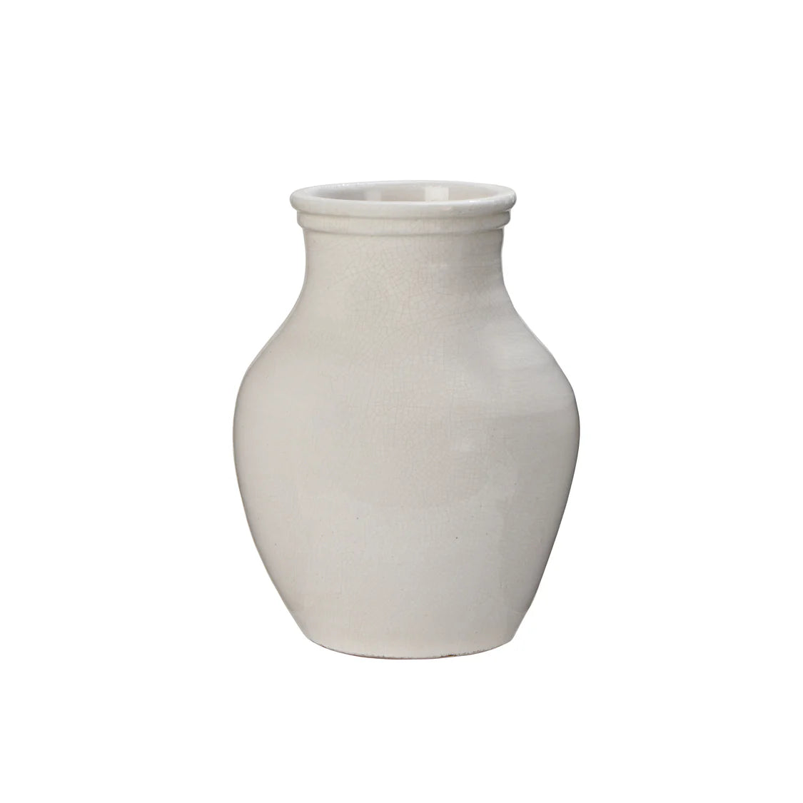 Urn-shaped Vase with White Crackle Glaze