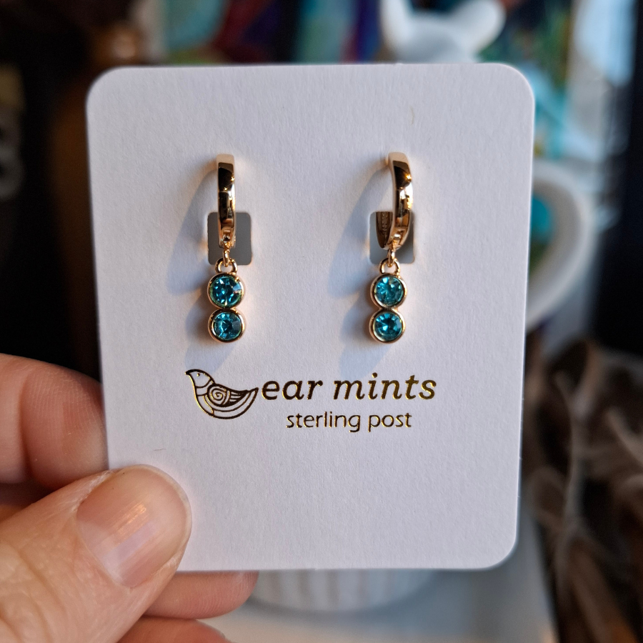 Earrings - Double Cubic Huggies