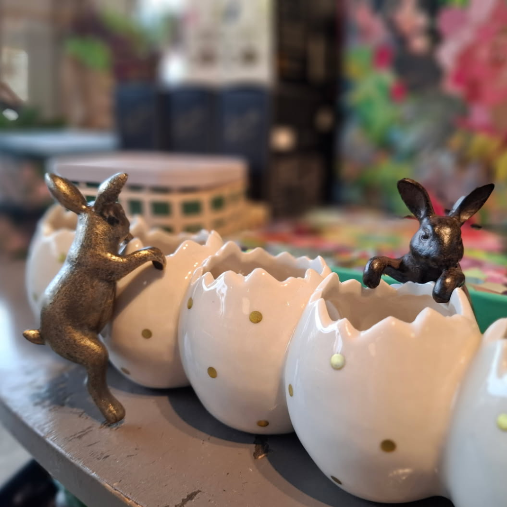 Egg Ceramic Vase with gold dots