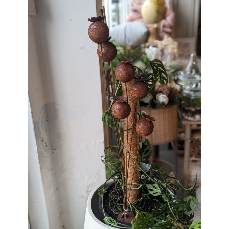 Rusty Garden Stake - Poppies