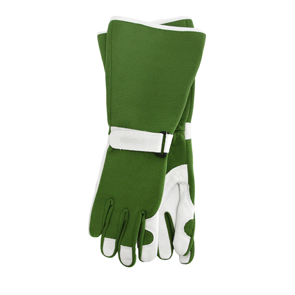 Long Sleeve Garden Gloves - Goat Skin/Lycra - Green