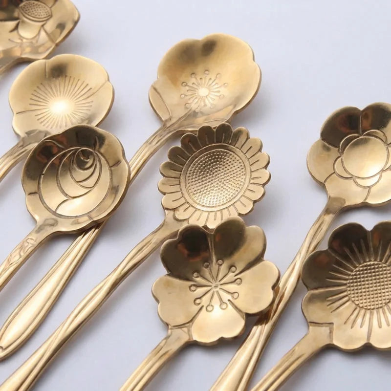 Flower Spoons - Stainless Steel - Silver, Gold & Rose Gold