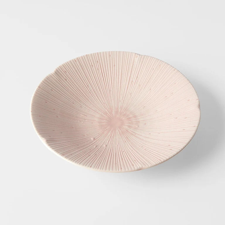 Japanese Shallow Bowl - Pastel Pink Glaze - 22cm