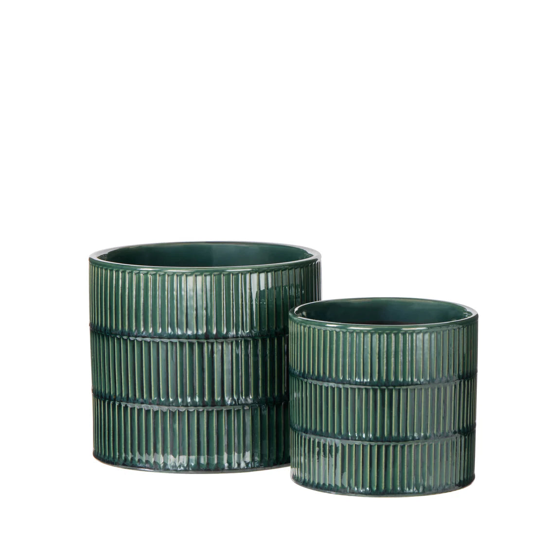 Pot with Ribbed Pattern Teal - Small & Medium