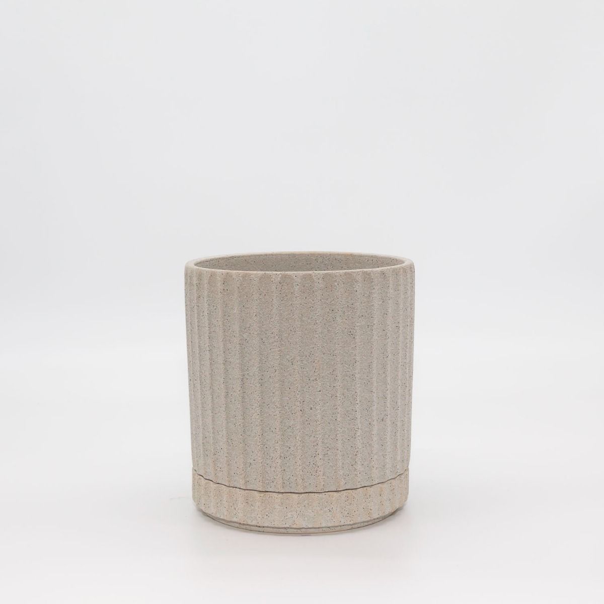 Planter - Greek with Saucer in Sand and White