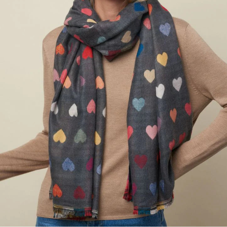 Scarf - Denim with Hearts
