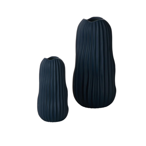 Vase - Abstract Ridged Matte Navy - Small & Large