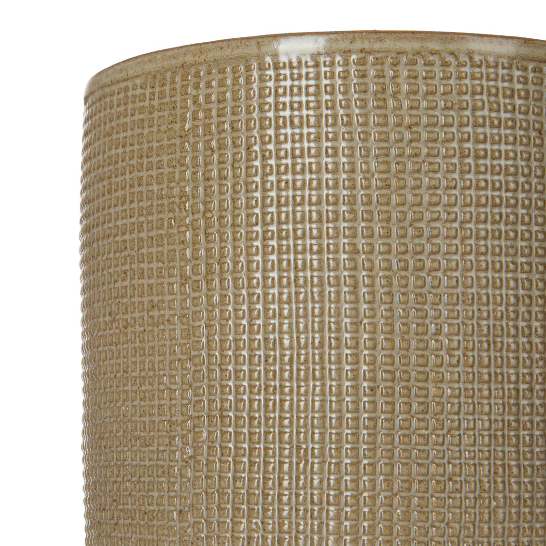 Pot with Grid Pattern Olive Green