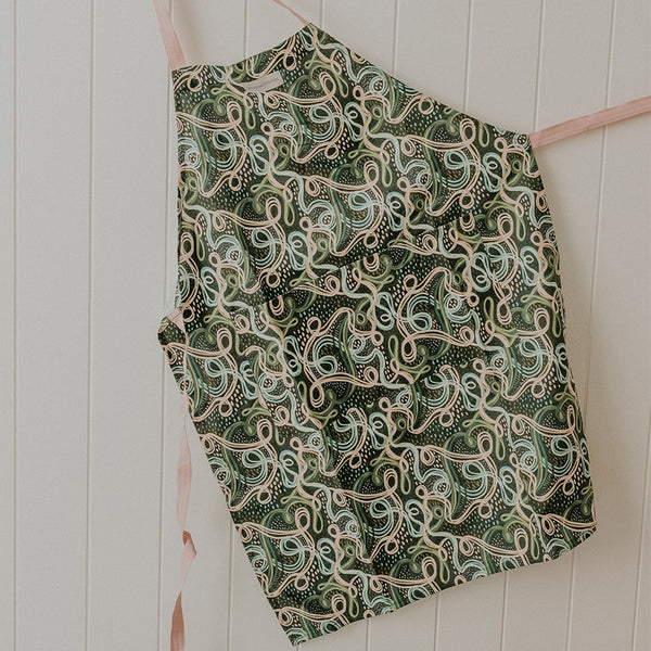 Apron - Green Abstract Squiggle