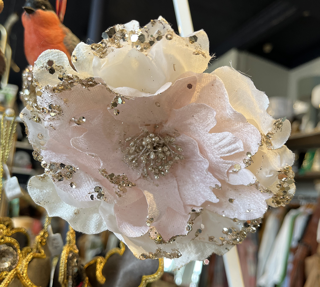 Clip on Flower Decorations with sequins and glitter