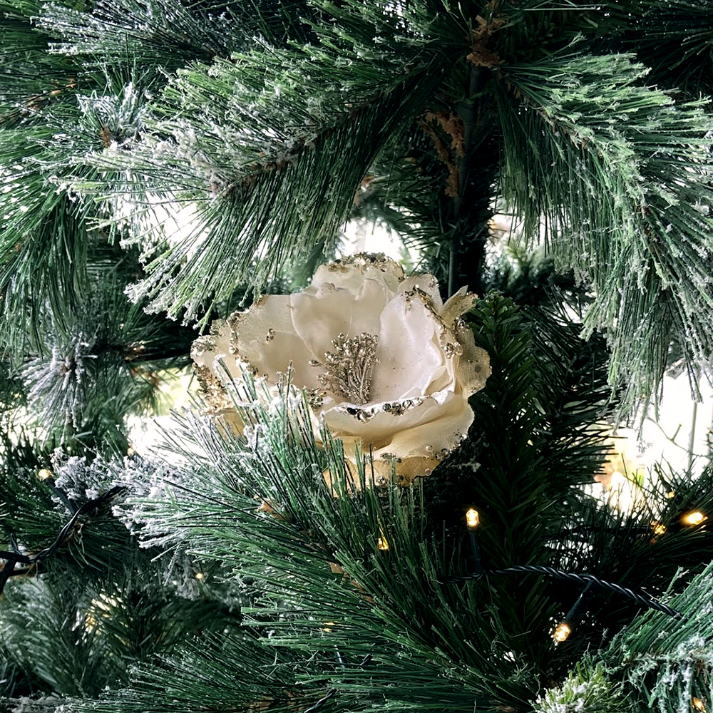 Clip on Flower Decorations with sequins and glitter