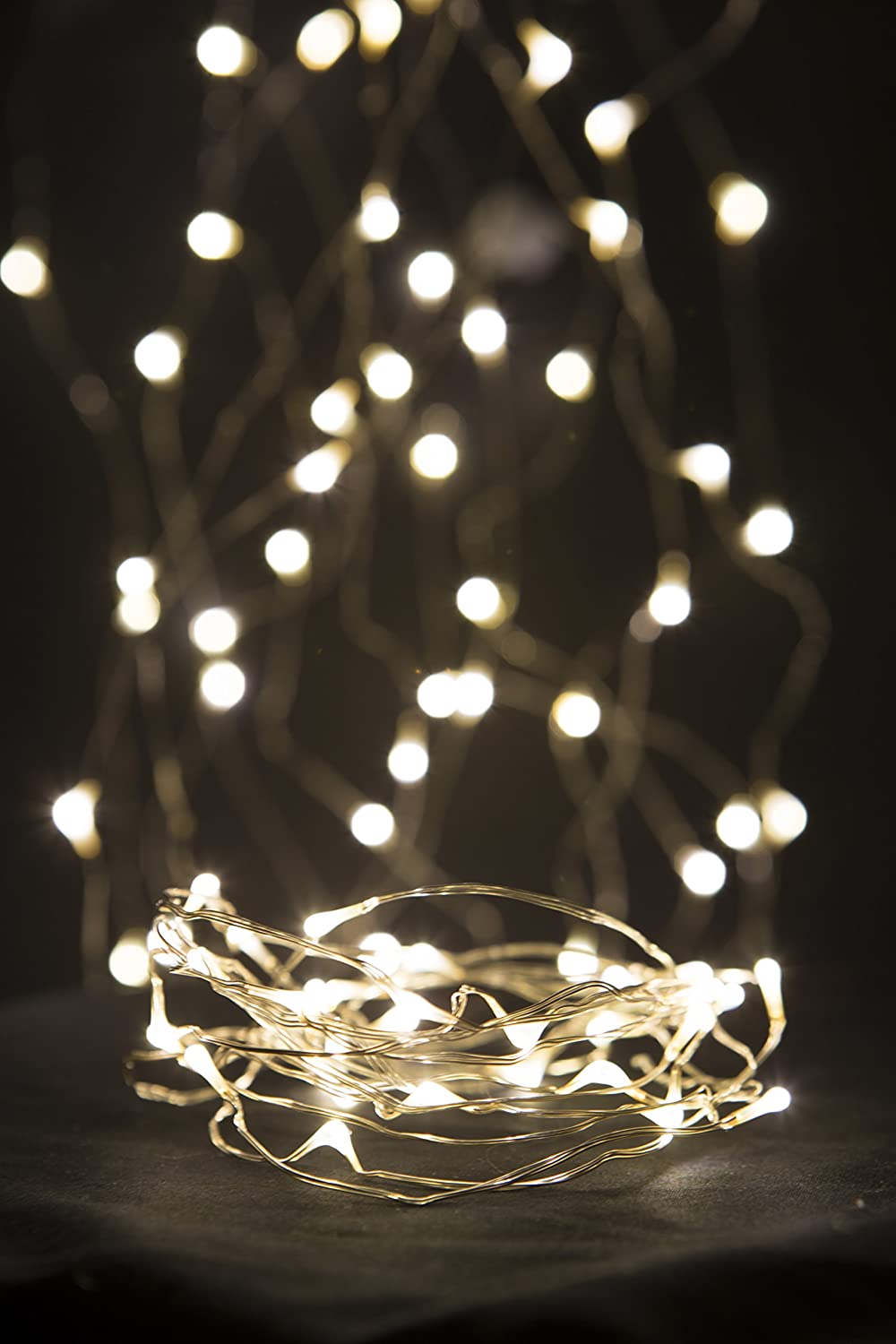 String Light LED 40 Bulbs Battery Silver 4M
