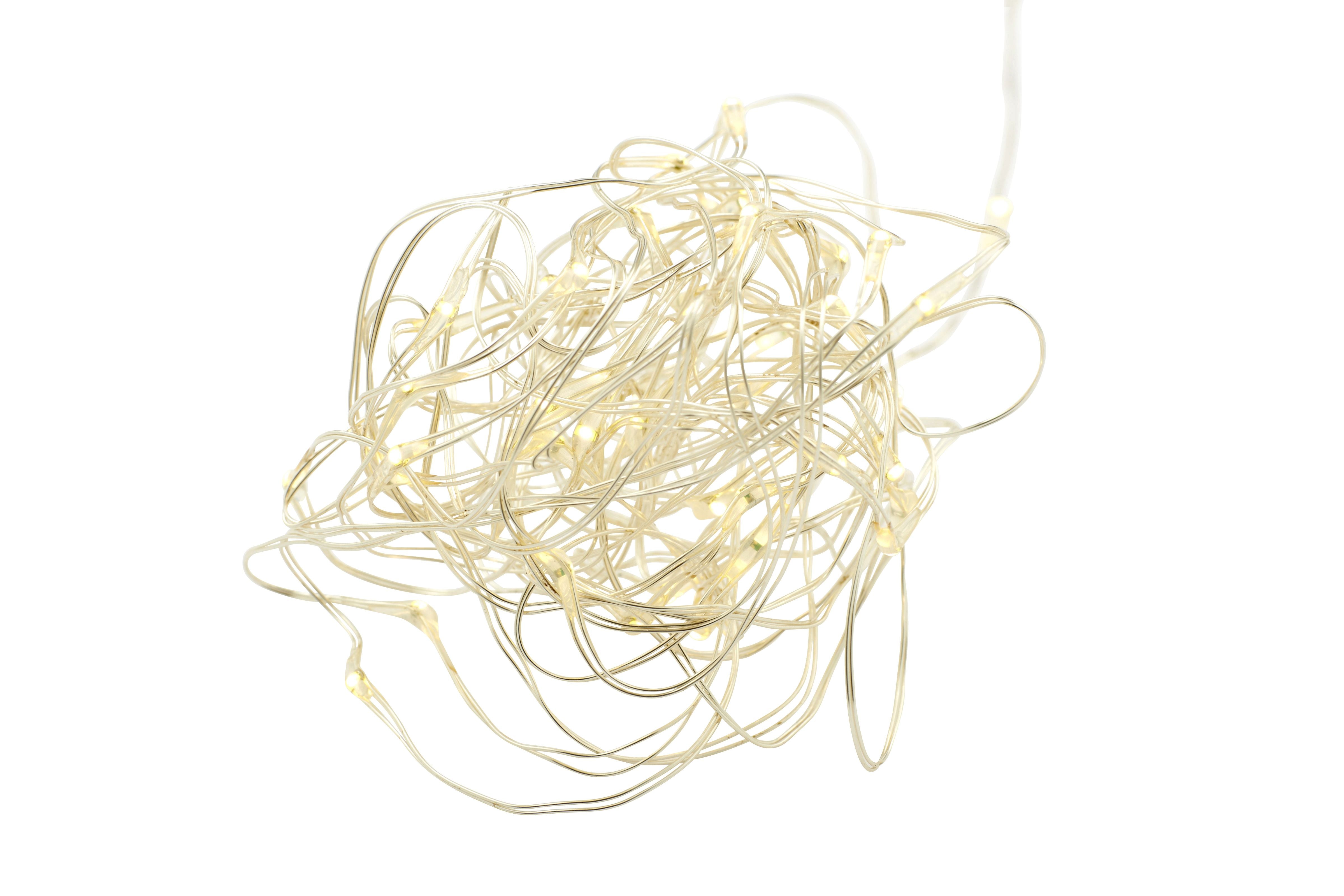 String Light LED 40 Bulbs Battery Silver 4M
