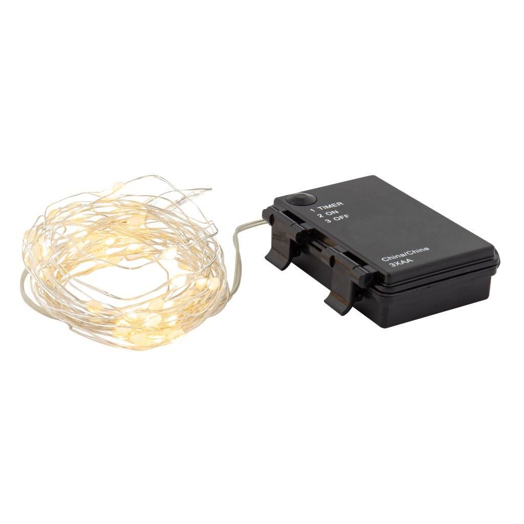 String Light LED Outdoor Timer 60 Bulbs Super Bright Silver 6M