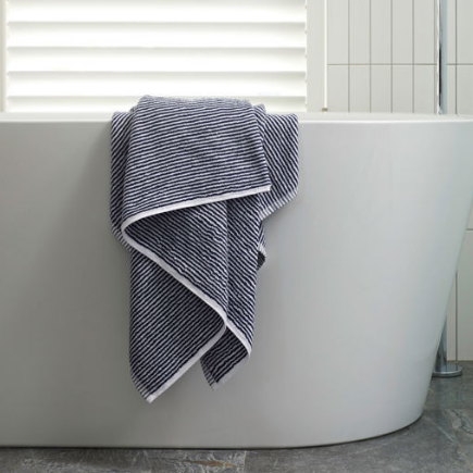 100% Cotton Towels - Navy/White Stripe