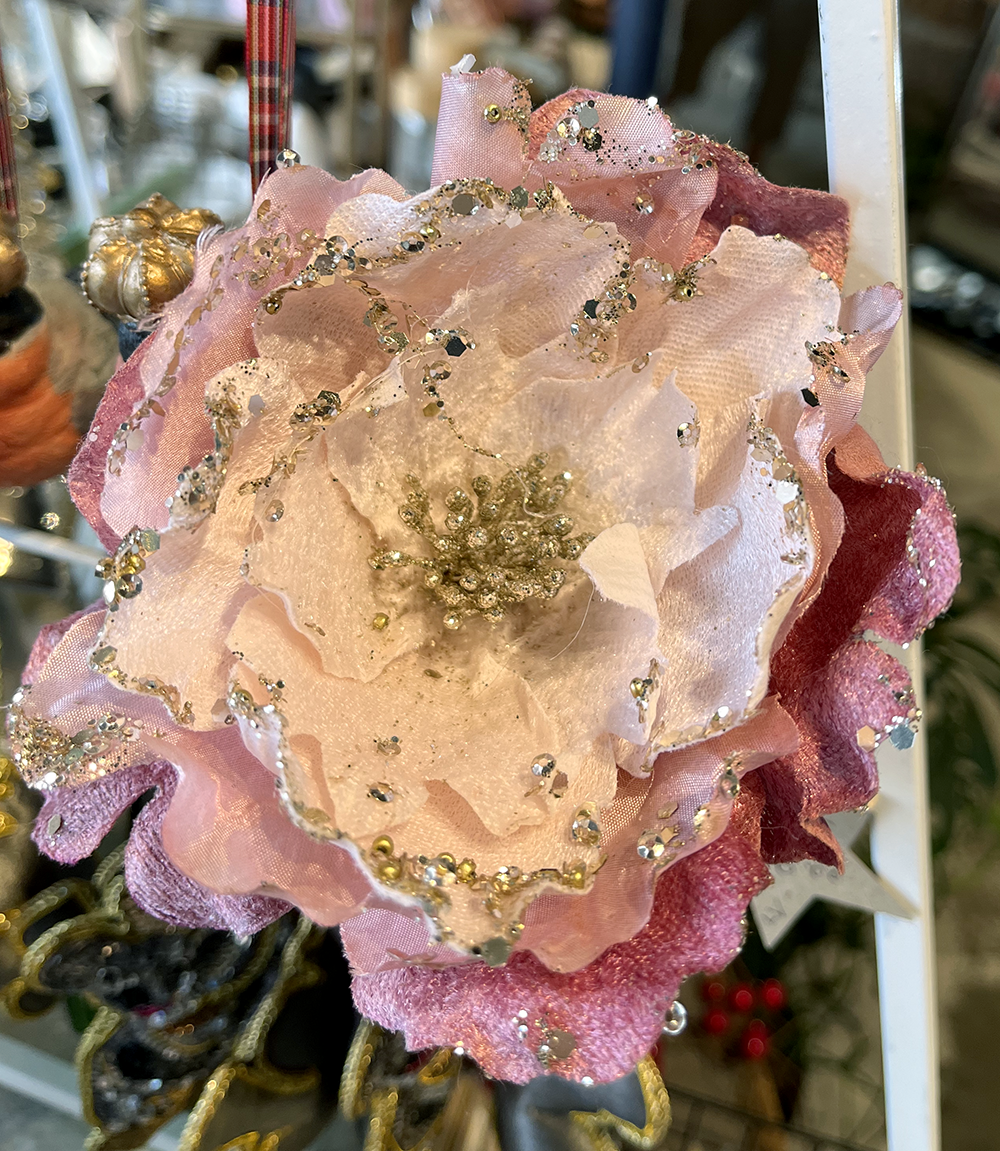 Clip on Flower Decorations with sequins and glitter
