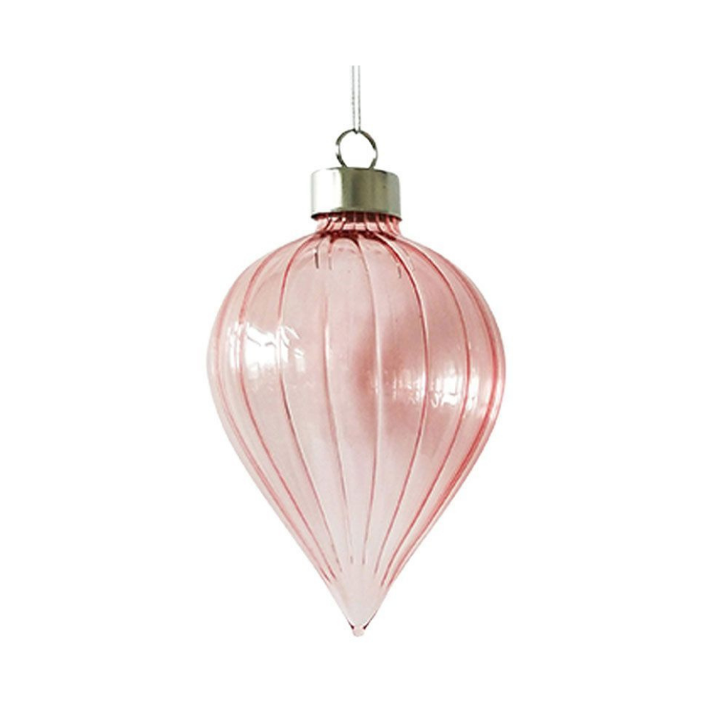 Retro Glass Bauble - Pale Pink