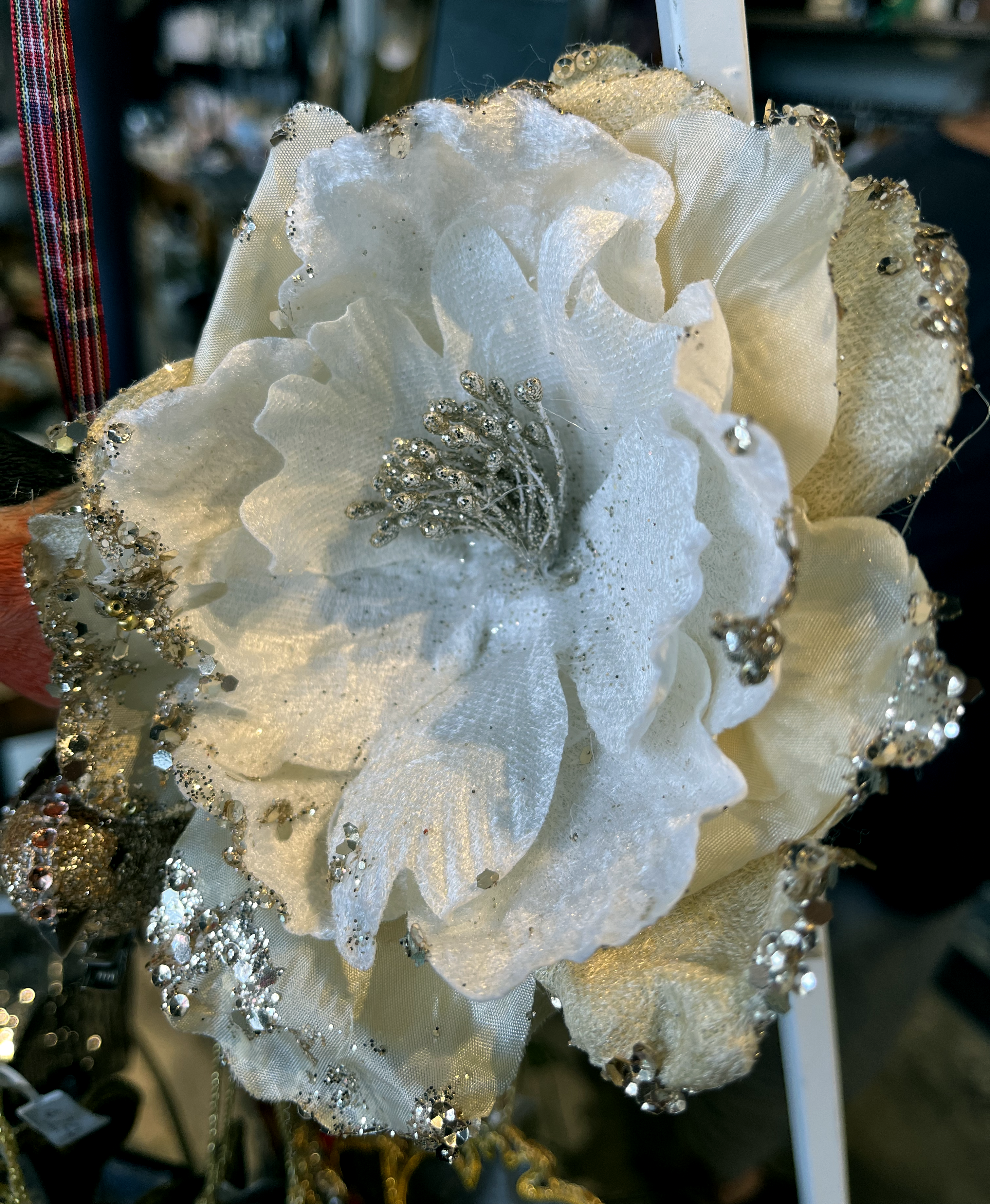 Clip on Flower Decorations with sequins and glitter
