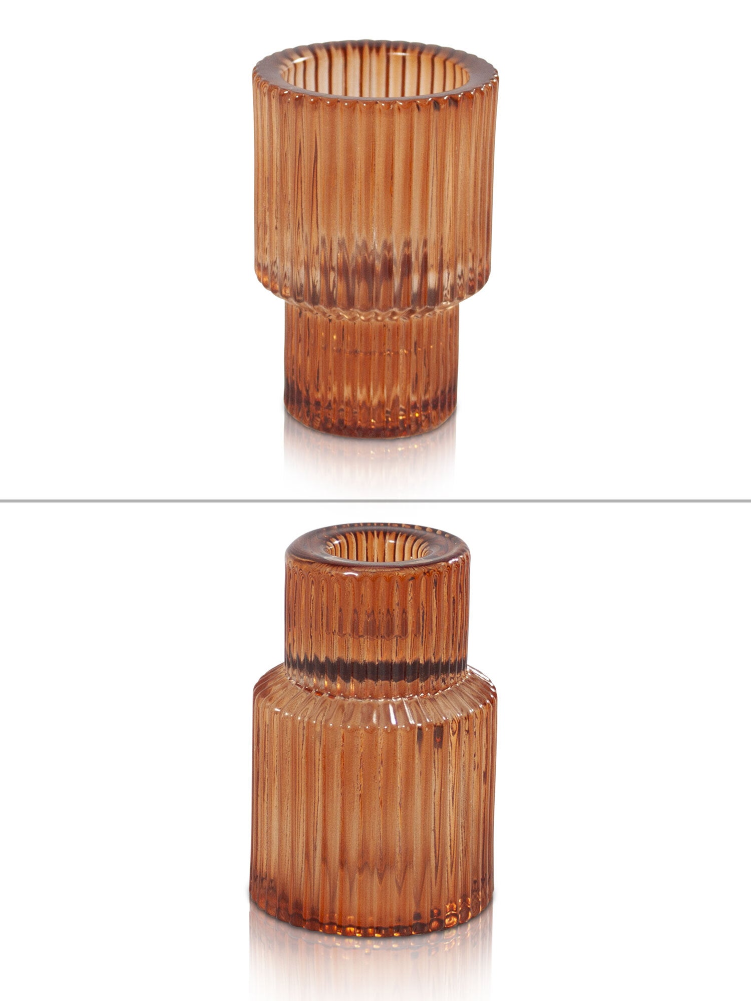 Vintage Glass Candle Holders - Tall Two in One