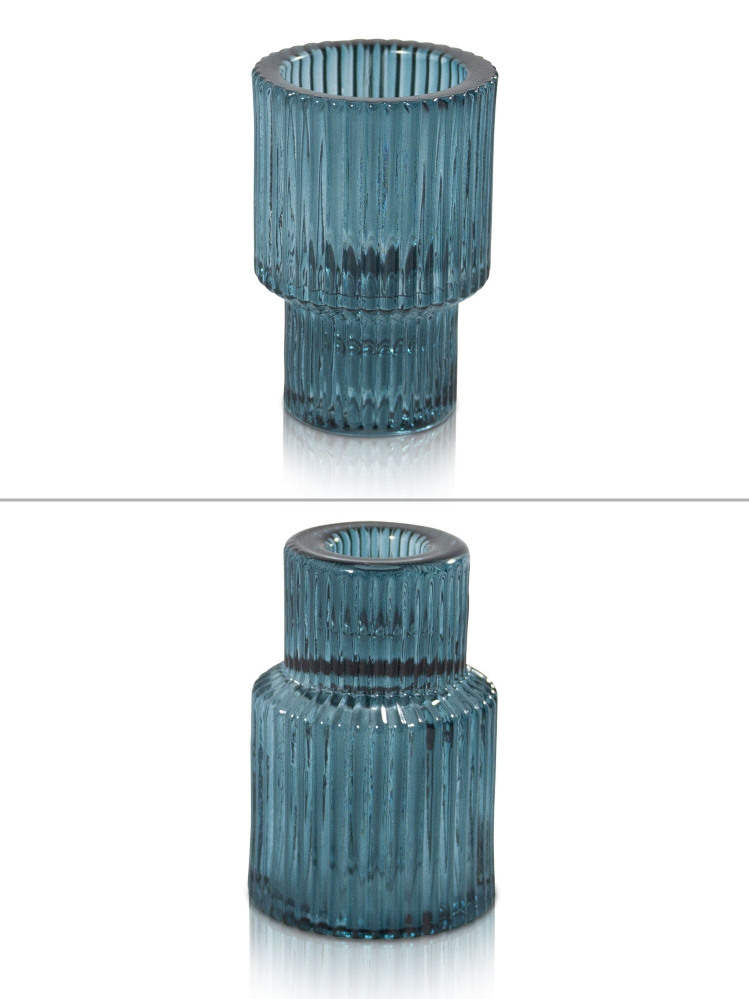 Vintage Glass Candle Holders - Tall Two in One