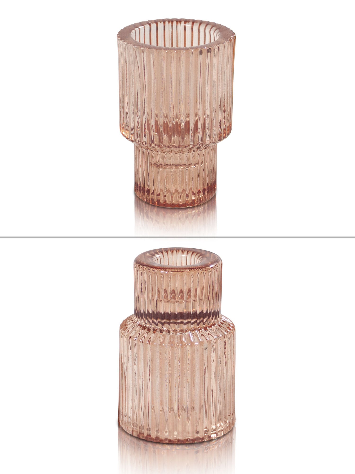 Vintage Glass Candle Holders - Tall Two in One