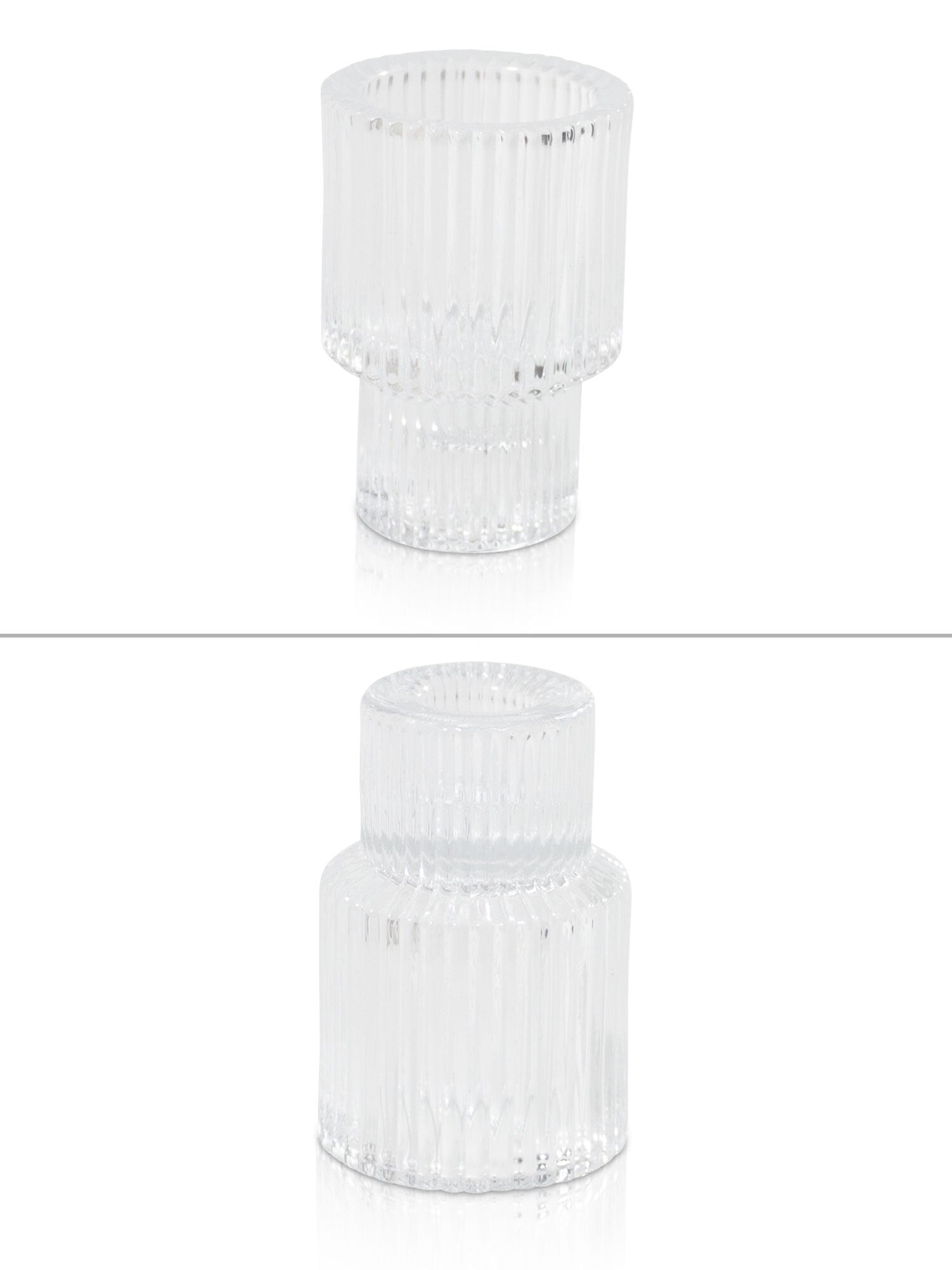 Vintage Glass Candle Holders - Tall Two in One