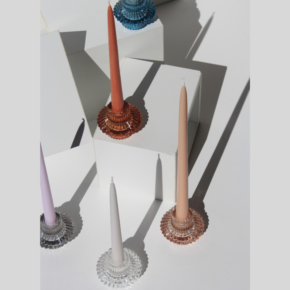 Vintage Glass Candle Holders - Two in One