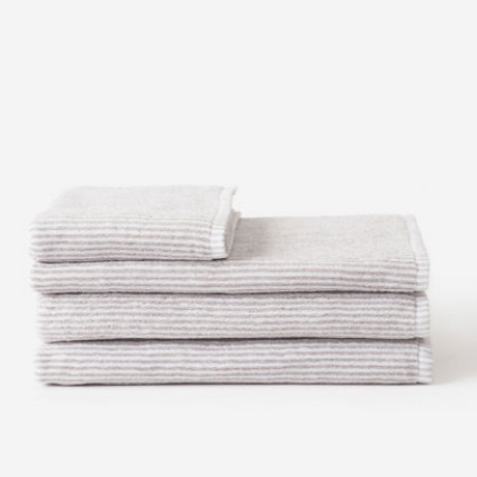 Grey/White stripe cotton towels