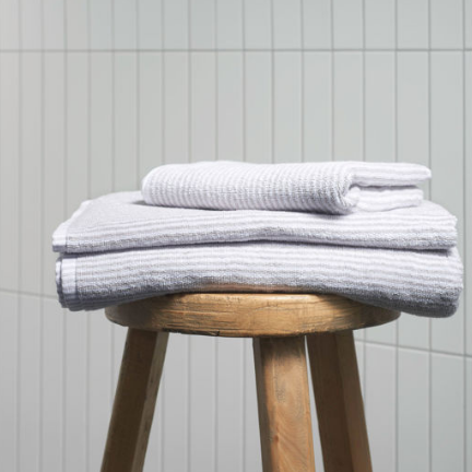 Grey/White stripe cotton towels