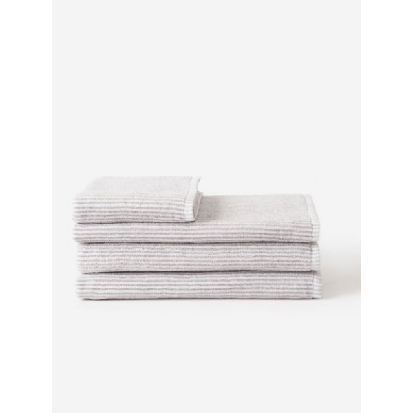 Grey/White stripe cotton towels