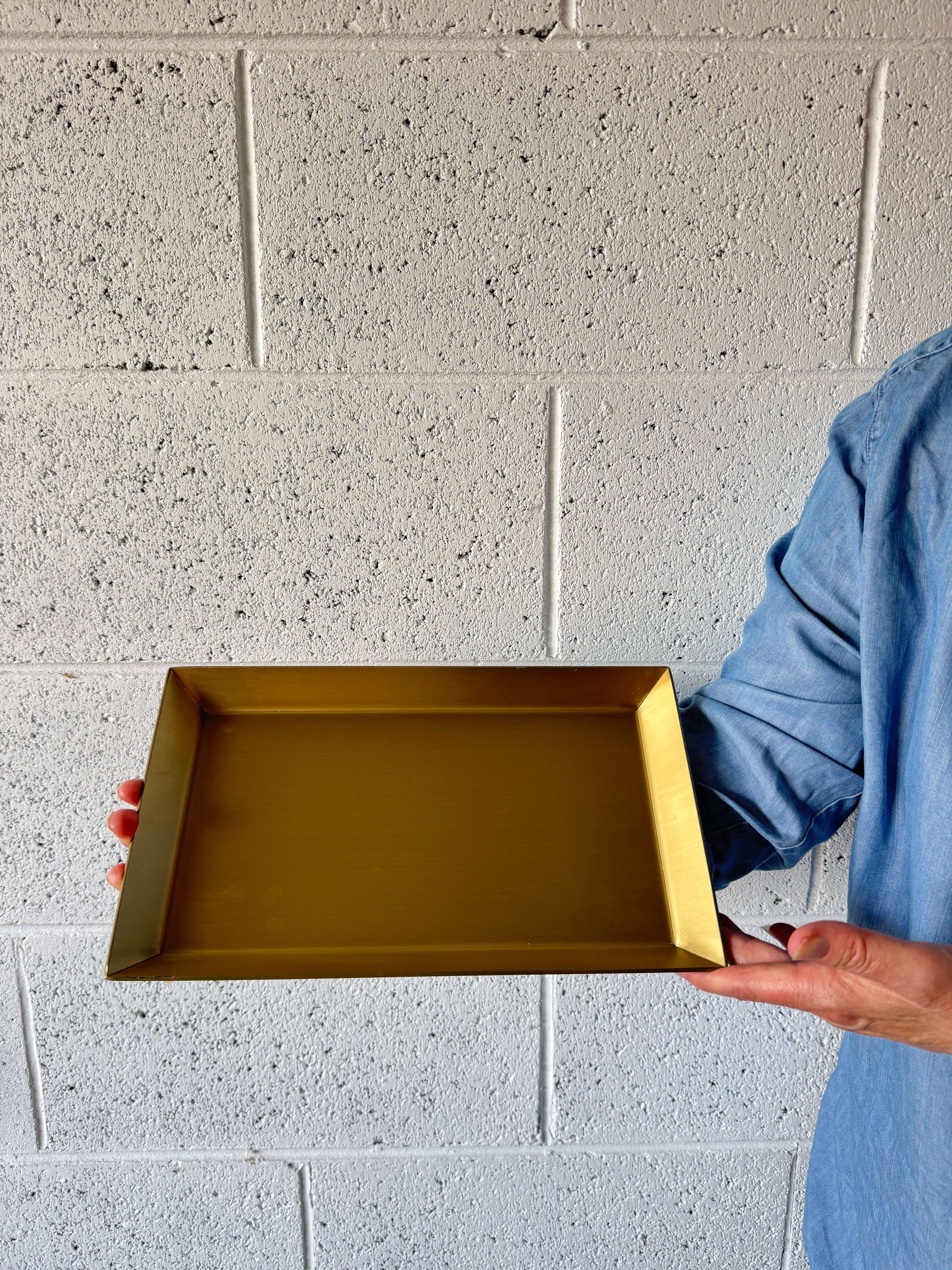 Tray - metal rectangle brass