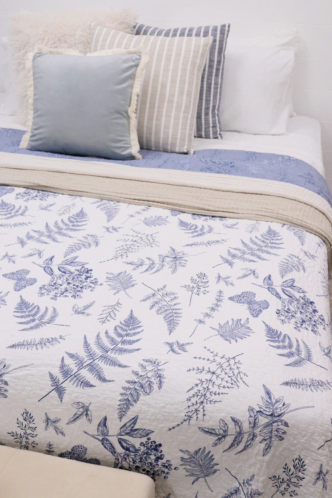 Quilted Bedspread - Hamptons Botanical