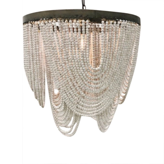 Art-deco, beaded, chandelier light: white