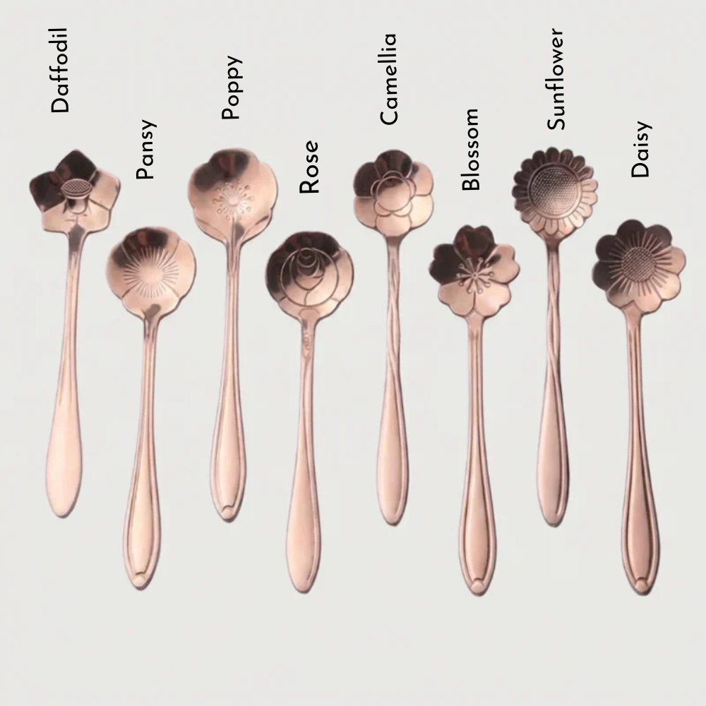 Flower Spoons - Stainless Steel - Silver, Gold & Rose Gold - PREORDER NOW, ARRIVING IN 7-10 DAYS!