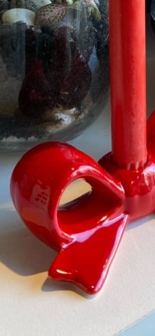 Le Bon Red Bow Candle Holder - Ceramic