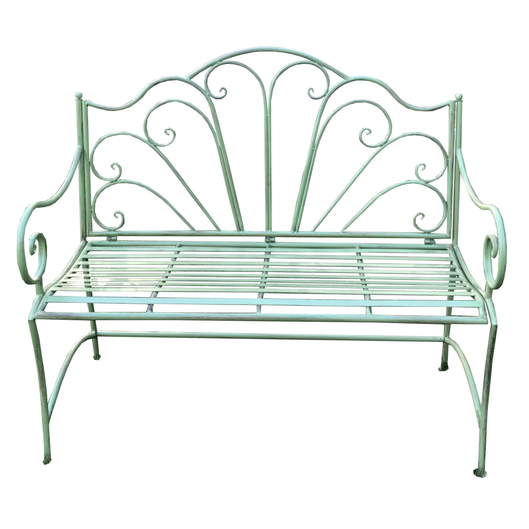 Garden Bench Metal Antique Green
