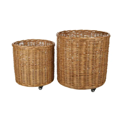 Rattan Basket on Wheels - Small & Large - PICKUP ONLY