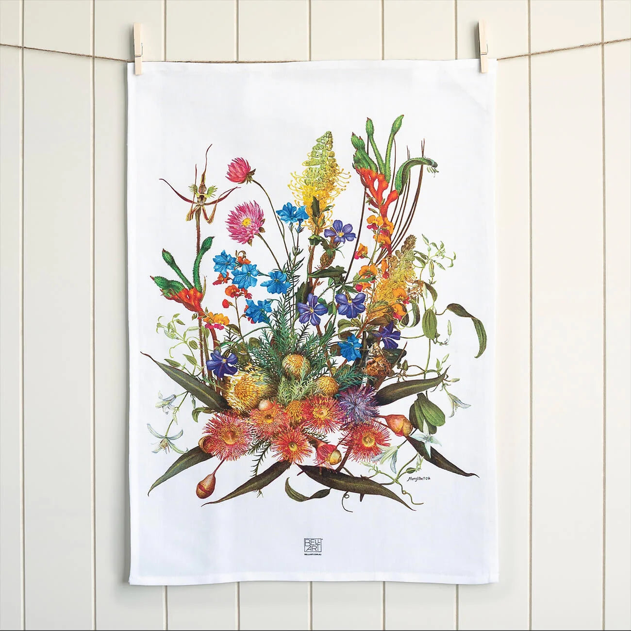 Australian Wildflower Tea Towel - Organic Linen & Cotton