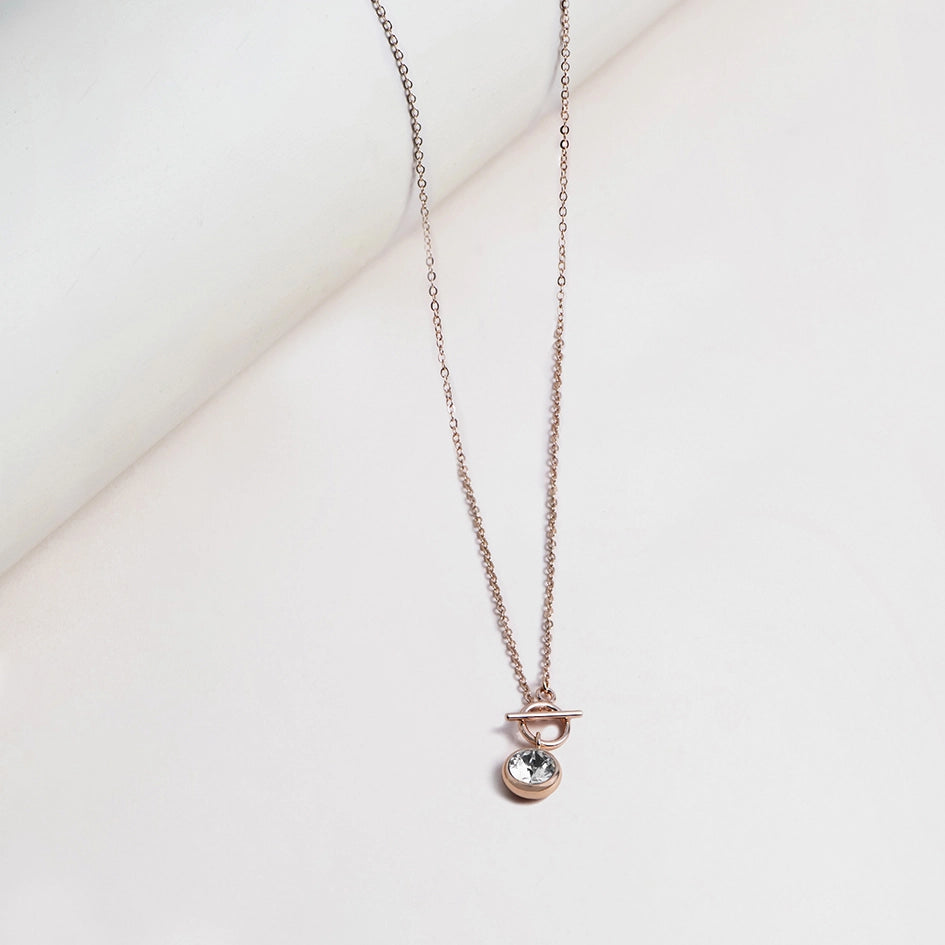 Necklace - Bezel Set Crystal FOB