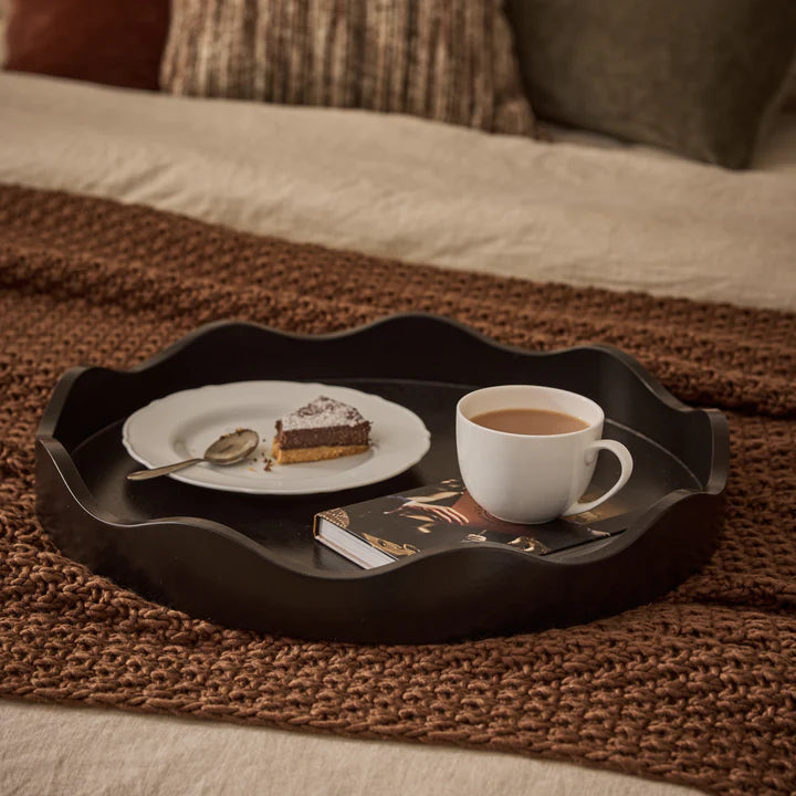 Tray - Black Round Wavy