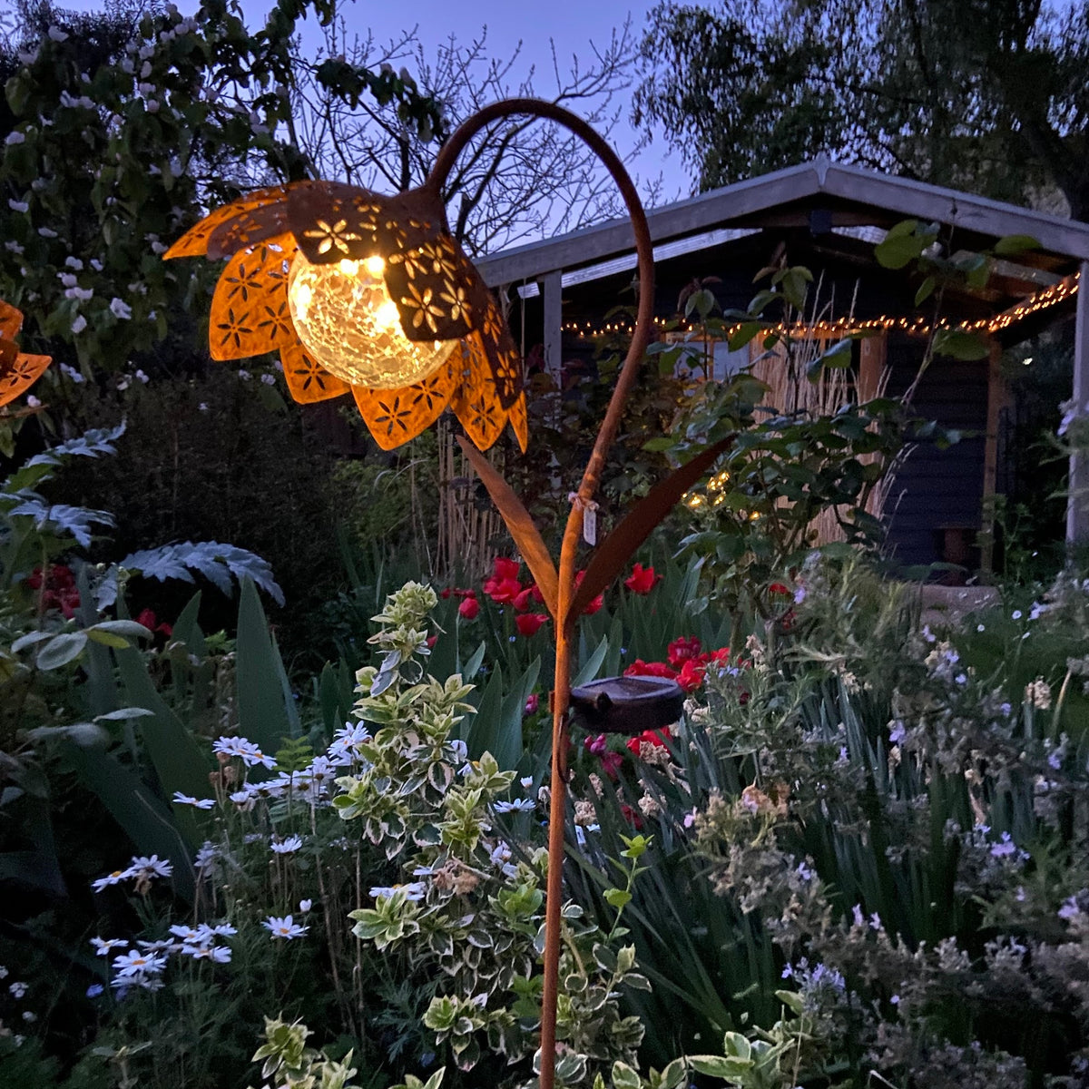 Solar Light Big Blossom Flower Rust - PREORDER