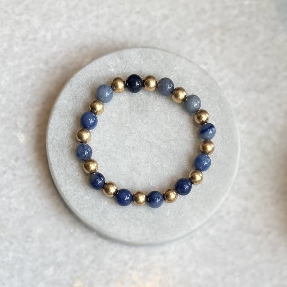 Bracelet Ceramic Blue & Gold Balls