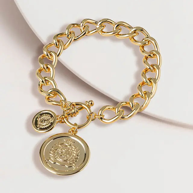 Bracelet - Gold Link with Coin Charm
