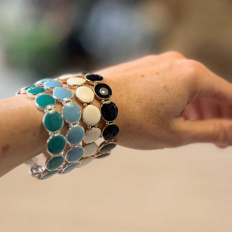 Bracelet - Enamel Disc Stretch Various Colours